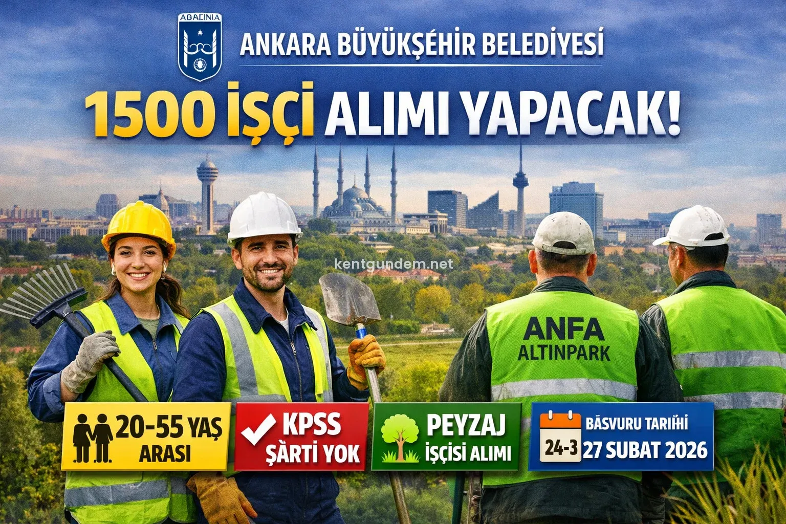 Ankara Büyükşehir Belediyesi, 2026 yılı istihdam planı kapsamında toplam 1.500