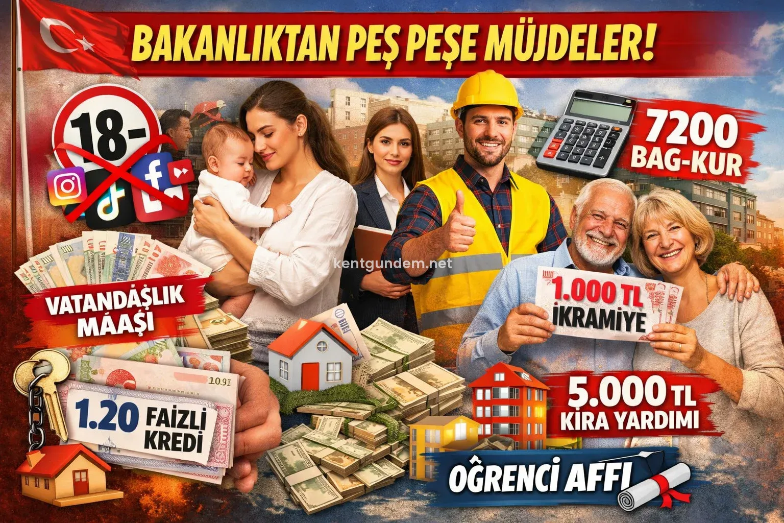 Bakanlıktan Peş Peşe Müjdeler! Sosyal Medyadan Kira Yardımına, Emekliden Gence