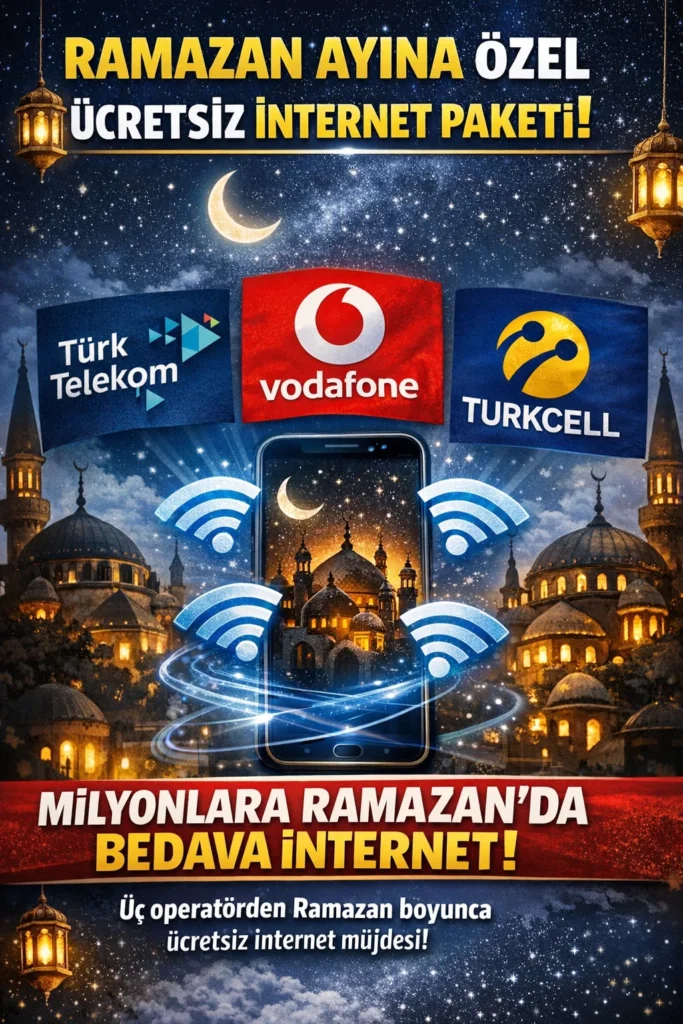 Ramazan ayına özel herkese ücretsiz internet 1 ramazan internet paketleri