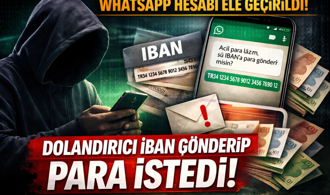 WhatsApp hesabı ele geçirilen vatandaşın yakınlarına dolandırıcı tarafından IBAN gönderilerek