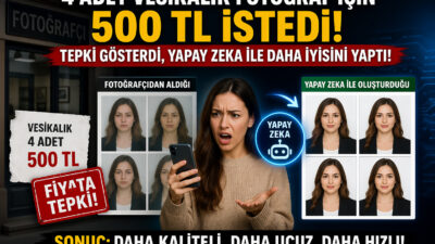 Vesikalık fotoğraf için 500 TL istenmesine tepki gösteren kadının, yapay