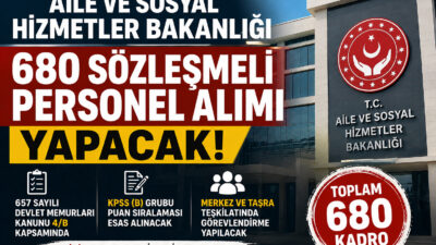 Aile ve Sosyal Hizmetler Bakanlığı 680 sözleşmeli personel alımı yapacağını