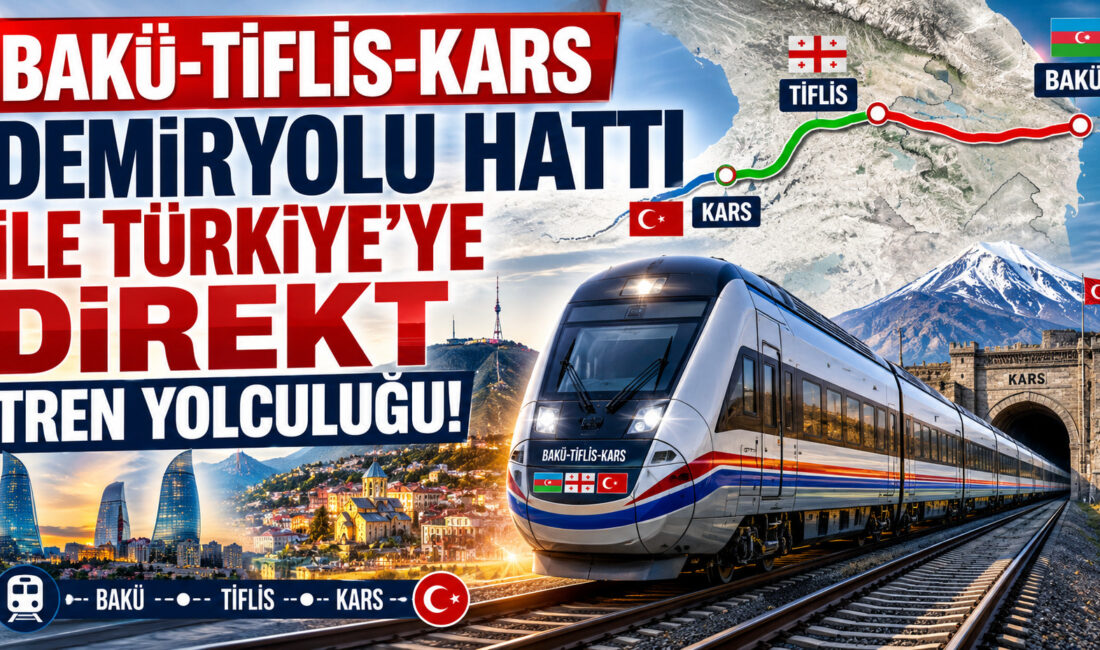 Bakü-Tiflis-Kars (BTK) Demiryolu Hattı ile Türkiye’ye direkt tren yolculuğu mümkün.