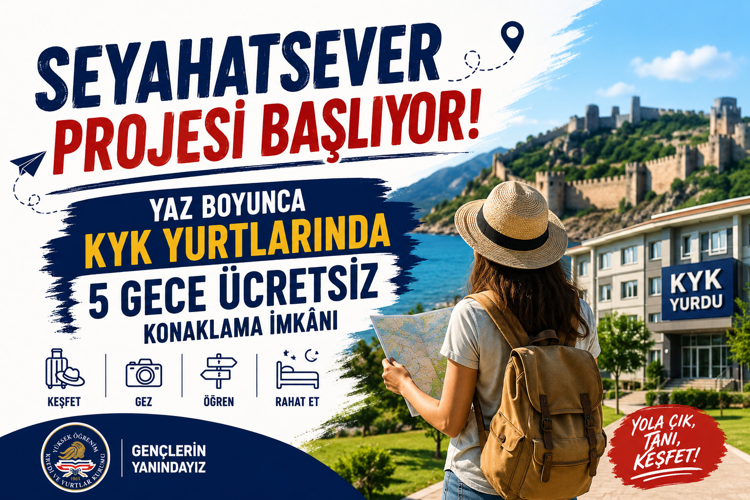 Seyahatsever-Projesi-basvurusu Kayserili Gençlere KYK Yurtlarında 5 Gece Ücretsiz Konaklama Başlıyor