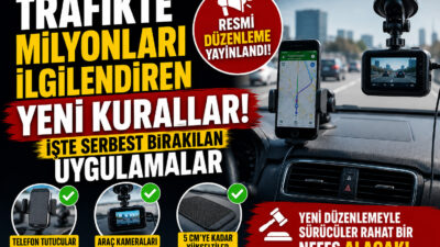 Trafik yönetmeliğinde yeni düzenlemeler açıklandı. Araç kamerası, telefon tutucu, navigasyon,