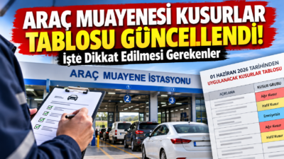 2026 araç muayenesi kusurlar tablosu güncellendi. Hafif, ağır ve emniyetsiz