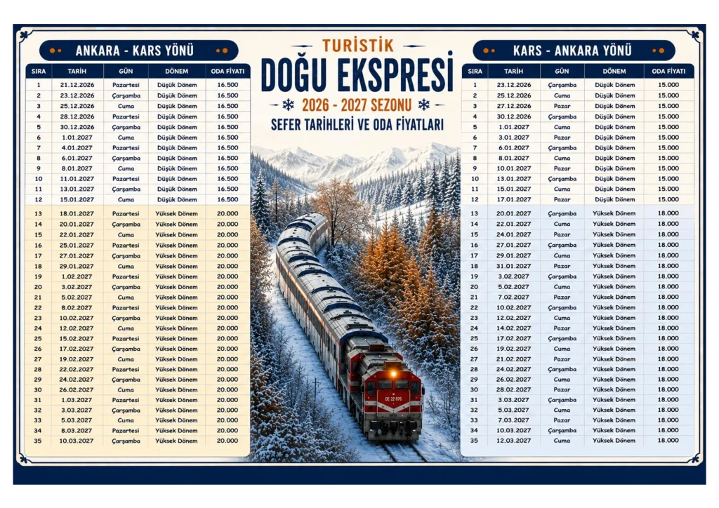 Turistik Doğu Ekspresi Biletleri Satışa Çıkıyor! İşte Fiyatı 1 Turistik Doğu Ekspresi Bilet fiyatları